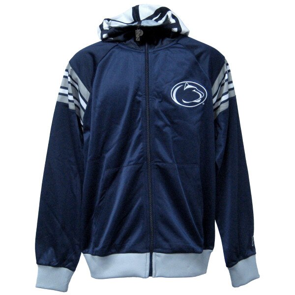 navy full zip hooded helmet sweatshirt with Penn State Athletic Logo on left chest